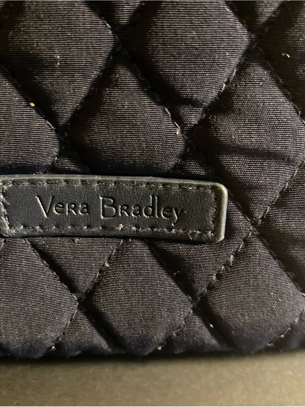 Vera‎ Bradley Navy Floral Quilted Shoulder Bag Zip/Snap Closure Lined Pockets